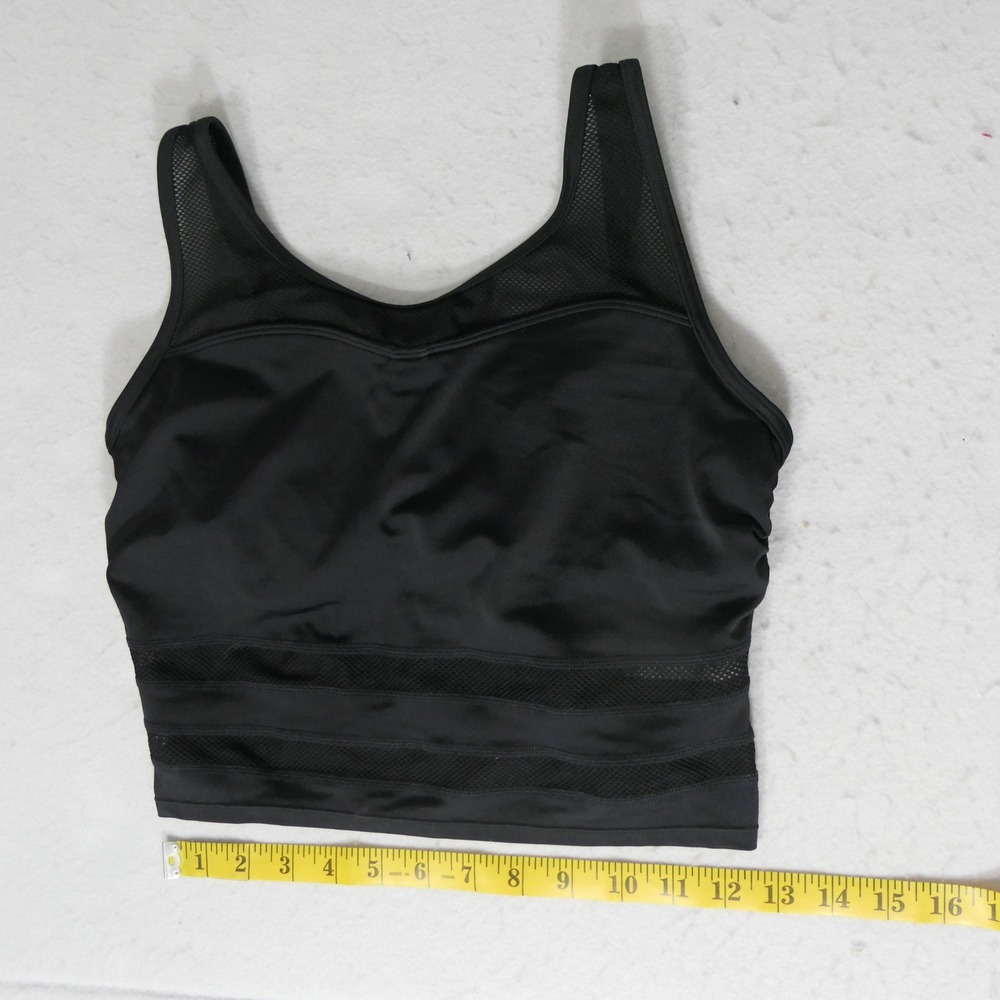 Athleta Womens Swim Bikini Top 34 D/DD Black Mesh Longline Sporty 576081-00